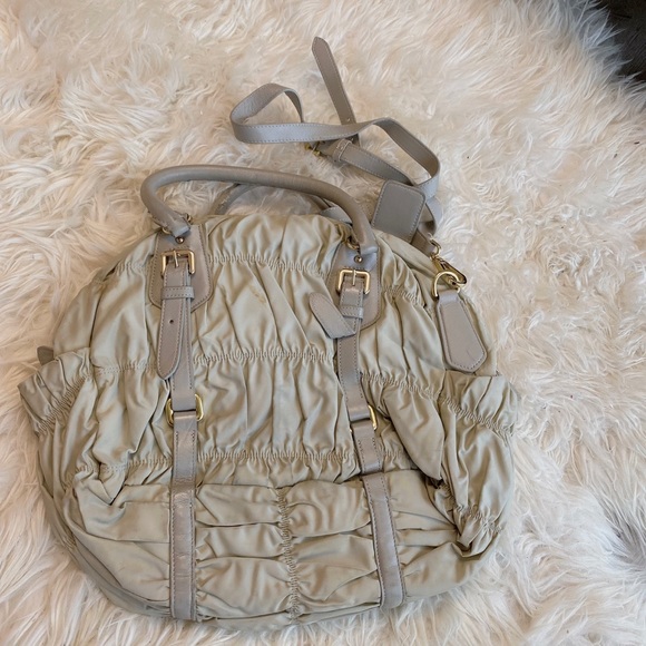 Prada ruched satchel with shoulder strap cream - Picture 2 of 10